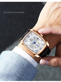 Relógios masculinos vintage da marca CHENXI Relógios retrô com pulseira de couro genuíno com numerais romanos Relógios masculinos antigos quadrados para presente à prova d'água