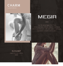 Relógios Femininos MEGIR Moda Couro Rosa Relógio de Quartzo Feminino Relógio Feminino Amantes Hora Relogio Feminino Montre Femme Reloj Mujer - loja online