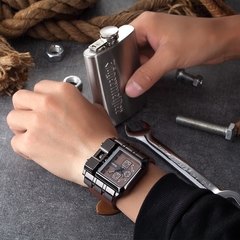 Marca OULM Original Design Único Quadrado Masculino Relógio de Pulso Amplo Mostrador Grande Relógio Casual de Couro com Correia de Quartzo Relógios Esportivos Masculino - Relogios Importados na Web - Frete Grátis Todo o Brasil