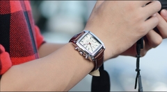 Relógio masculino MEGIR de marca superior de luxo retangular de quartzo relógios militares impermeável de couro luminoso relógio de pulso masculino - loja online