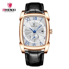Relógios masculinos vintage da marca CHENXI Relógios retrô com pulseira de couro genuíno com numerais romanos Relógios masculinos antigos quadrados para presente à prova d'água na internet