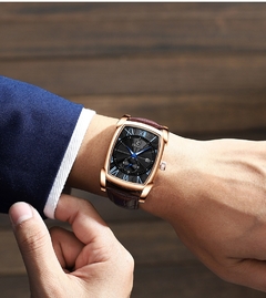 Imagem do Relógios masculinos vintage da marca CHENXI Relógios retrô com pulseira de couro genuíno com numerais romanos Relógios masculinos antigos quadrados para presente à prova d'água