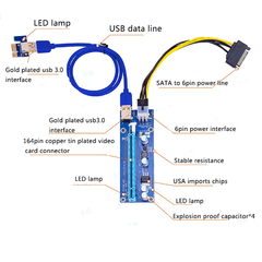 Riser Pci-e 16x A 1x - V 007 Usb 60cm
