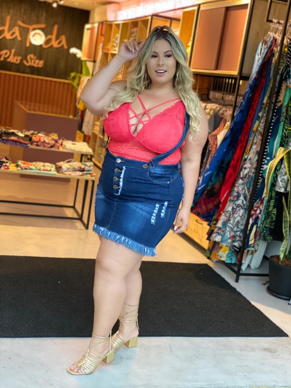 Saia Jeans Plus Size Coragem