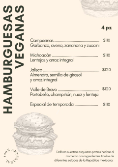 HAMBURGUESAS VEGANAS “MICHOACAN” PAQ 4 PZ en internet
