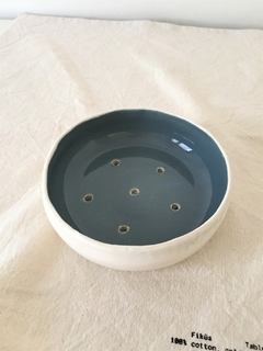 Jabonera de cerámica grande gris