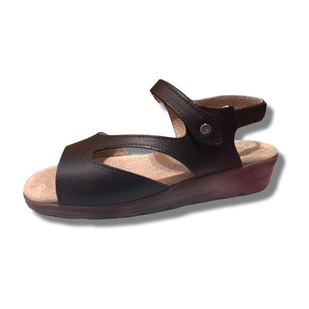 Sandalia Sandaly Cuero Negro -Febo Super Confort- Gashi Calzados