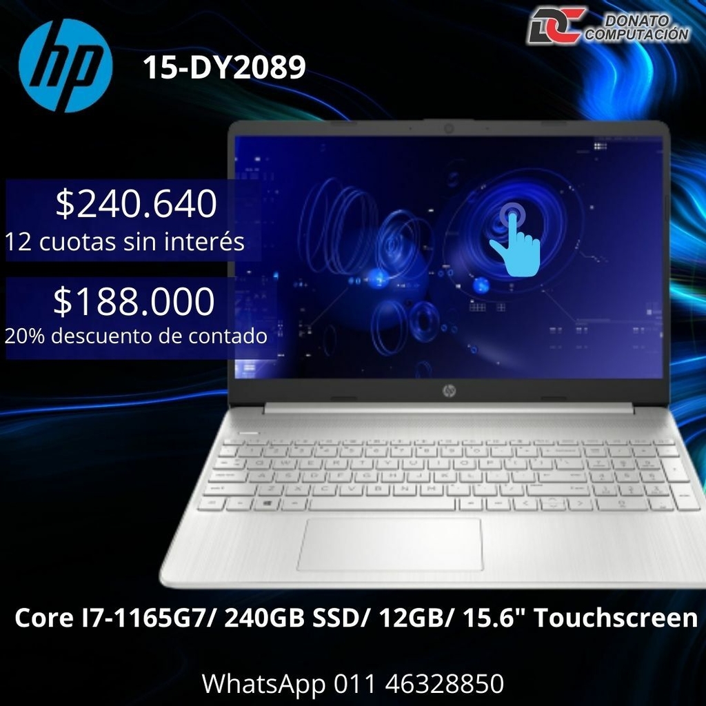 Notebook Hp 15 Dy2089 Core I7 1165g7 240gb Ssd 12gb 156″ Touchscree 4265