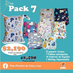 PAQUETE DE 7 PAÑALES + WETBAG