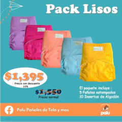 PAQUETE DE 5 PAÑALES LISOS