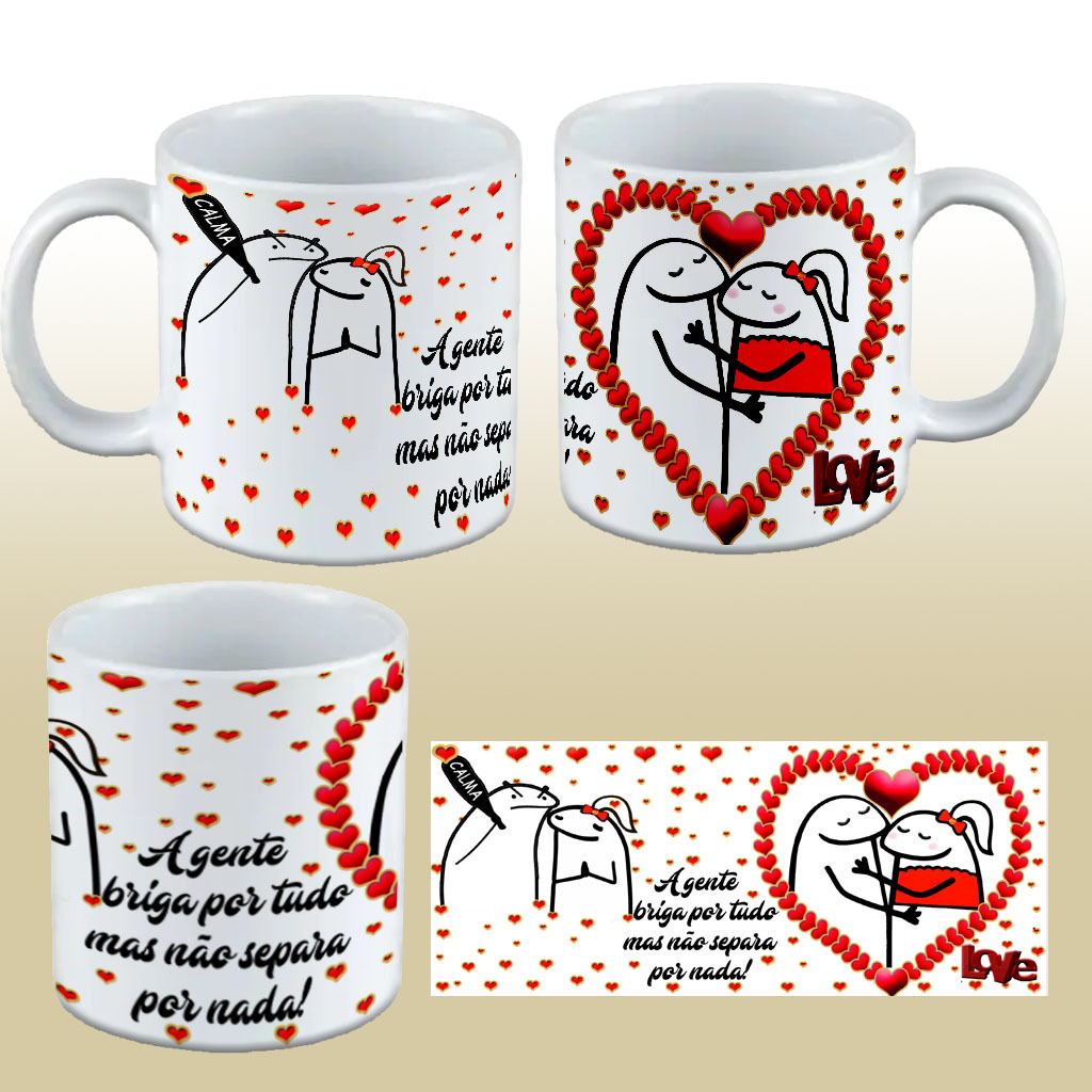 Caneca Flork Meme Namorados Apaixonados Todo Amor Que Tenho (Rosa)