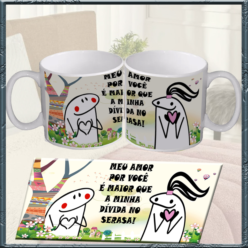 Caneca Flork Meme Namorados Apaixonados Todo Amor Que Tenho (Rosa)