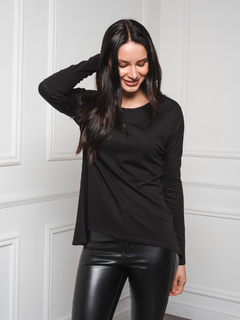 REMERA NEGRA PIMA MINU T-SHIRTS SOFIA MANGA LARGA