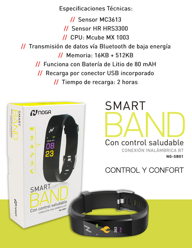 Reloj Inteligente Smartband Noga NG- SB01 Bluetooth Android iPhone