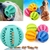 Brinquedo do gato do cão de estimação bola de alimentação de borracha interativa cão de estimação gato filhote de cachorro mascar brinquedo bola dentes mastigando brinquedo molar limpeza bola - comprar online
