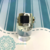 Anillo de Plata Cuadrado con Piedra Negra