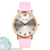 Reloj Ona Saez Cuero rosa Números dorados