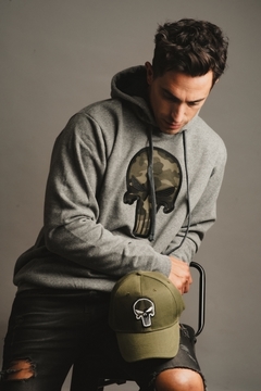Buzo Canguro Calavera Gris
