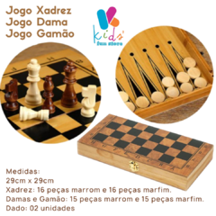 Jogo de Xadrez, Dama, Gamão 3 Em 1 Tabuleiro Couro - Zoocen Chess