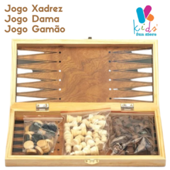 Jogo de Xadrez e Gamão com peças e tabuleiro em madeira 40x40 DSC02833-3 -  Bruxinha do Cajado