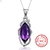Luxury Amethyst Pendant Necklace For Women 925 Silver Color Purple Gemstone Diamond Pendant Wedding Anniversay Fine Jewelry