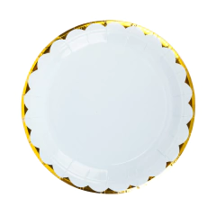 Plato liso con borde Dorado Celeste