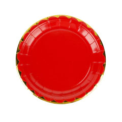 Plato liso con borde Dorado Rojo