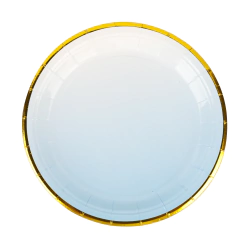 Plato degrade con borde Dorado Celeste
