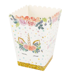 Pochoclera estampado Unicornio Blanco