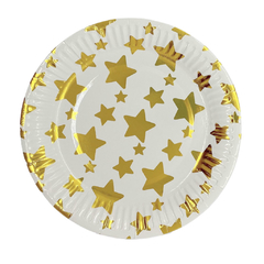 Platos Blanco con estrellas doradas 18cm - Pack x 10 unidades