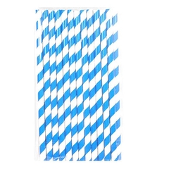 Canudo de papel para festas - Listras Azul - 24 unidades