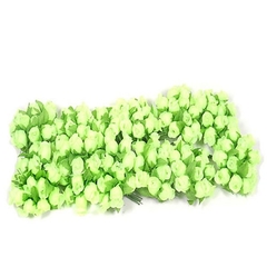 Mini Botão de Rosas em Tecido - 144 unidades - Verde Limão com Folhas Verde Escuras