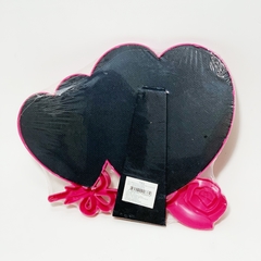 Porta Retrato Plástico Duplo Coração Rosa Chiclete - 25 x 15 cm. - comprar online