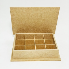 Caixa MDF Com Borda e Dobradiças Com 12 divisões - 22x15,5x6,5 cm. - Atacadão do Artesanato