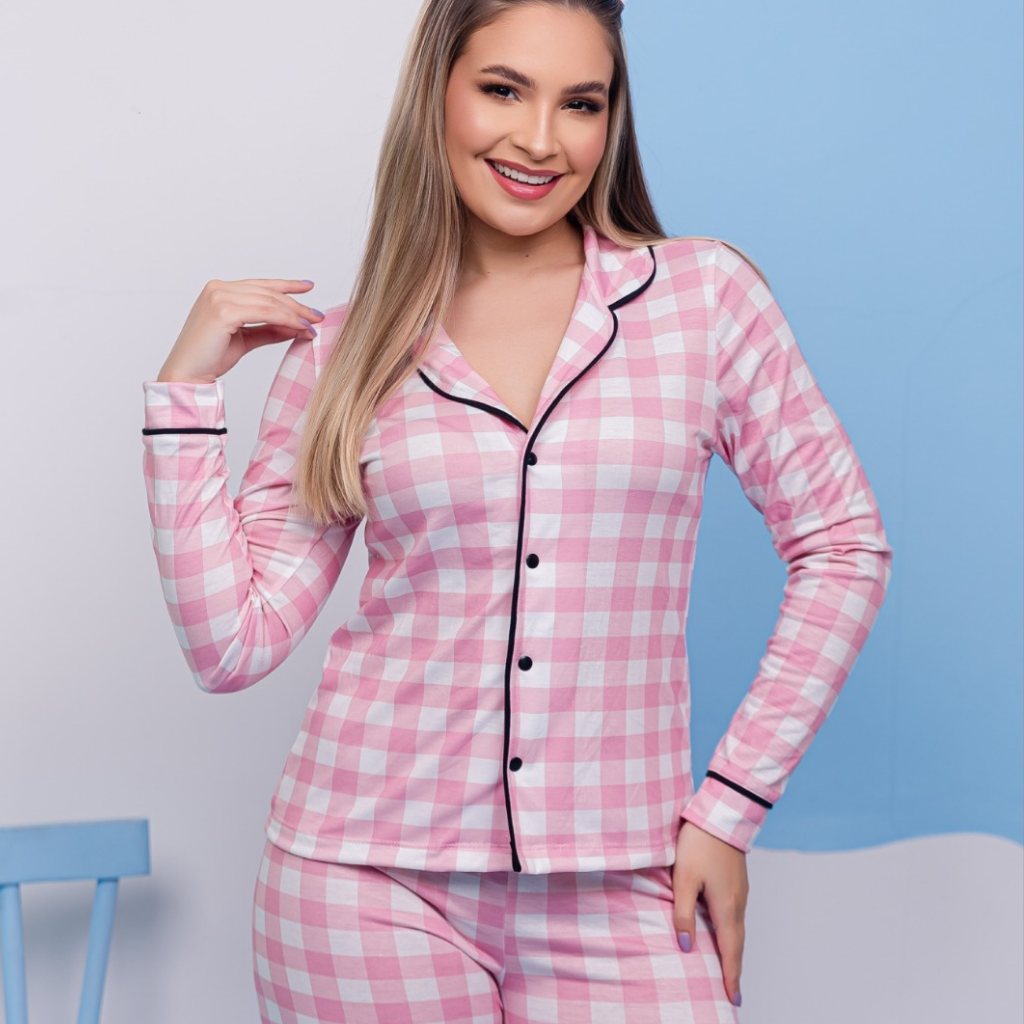 Pijama Xadrez Rosa – Margata