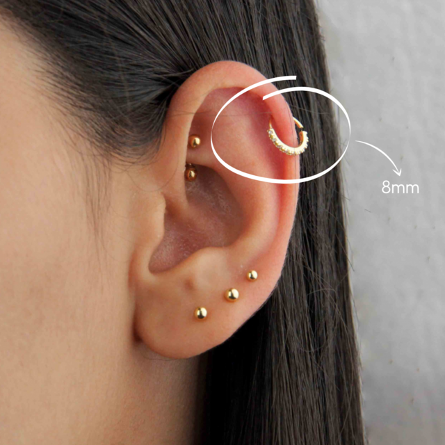 Piercing Tragus Helix Cluster Pedra Zirconia Aço Cirúrgico