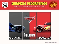 Trio de Quadros Carros Disney Personalizados Decoração Infantil 25x50cm - comprar online