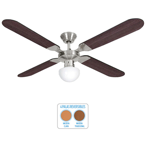 VENTILADOR DE TECHO 4 PALAS DE MADERA REVERSIBLES 120CM 5 VELOCIDADES