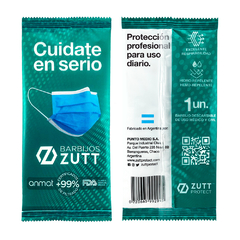 Barbijos Zutt Protect ® en dispenser x50 unidades envasadas individualmente. ANMAT y FDA. - comprar online