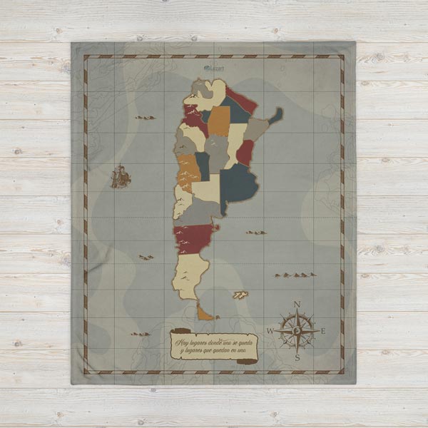 Argentina Mapa Antiguo Manta Polar Personalizada