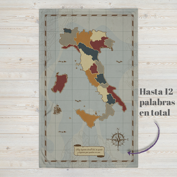  Italia Mapa Antiguo Manta Personalizada Frazada Personalizada