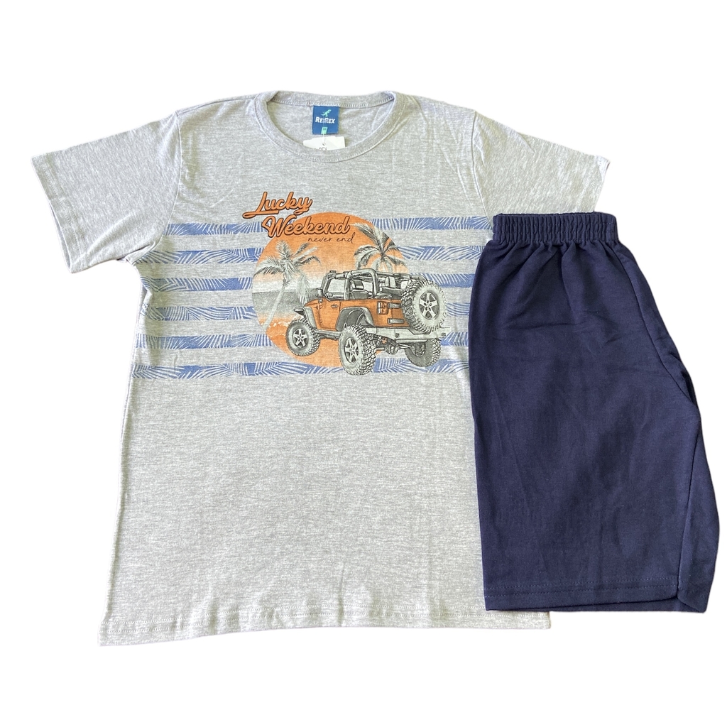 Kit Camiseta Infantil Rei Rex Básica Menino - 2 Peças - Azul+