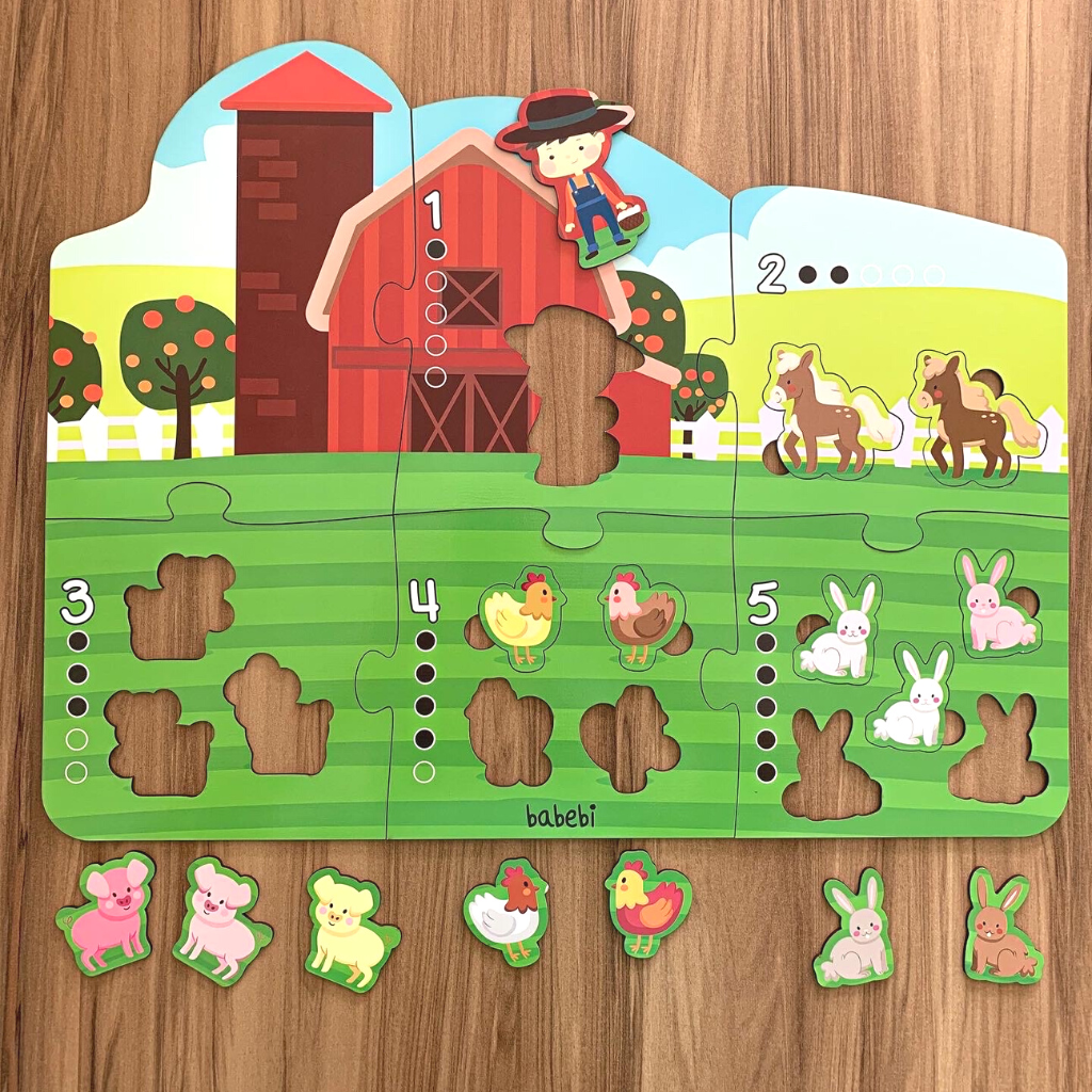 Quebra-cabeça - Contar e combinar na fazenda - Twinkl