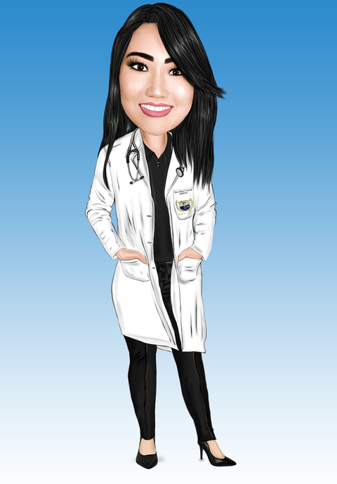 Linda Caricatura Aniversário Lindo Rosto Médica Enfermeira