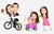 Caricatura de Casamento como bicicleta e filhos