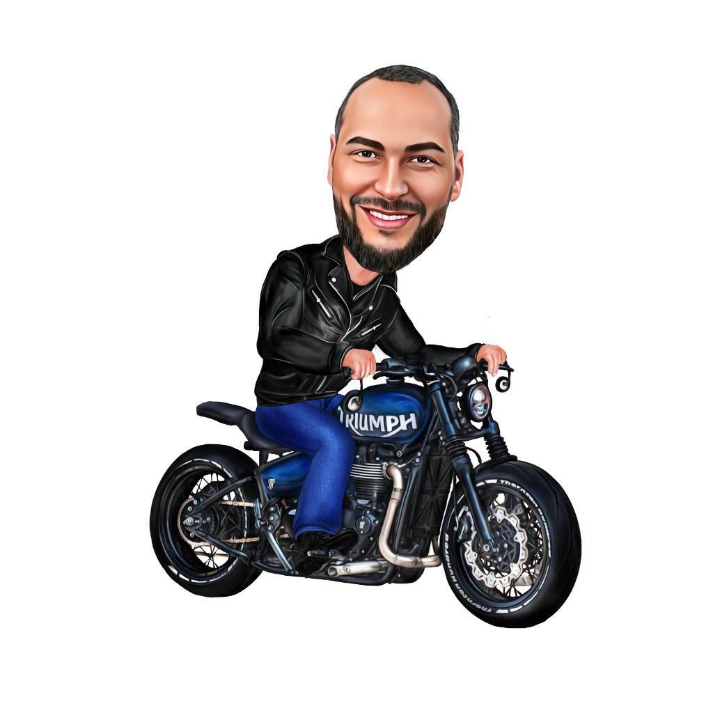 Caricatura Digital de Motoqueiro Harleyro