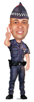 Caricatura Individual - Policial Militar fazendo sinal V de Vitória com a mão - Corpinho Pronto