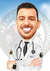 Caricatura Individual - Médico de Jaleco Meio corpo de Braços Cruzados - Corpinho Pronto