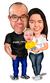 Caricatura Família 3 Pessoas Estilo Aperfeiçoado
