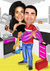Caricatura de Casamento - Casal Noivo segurando noiva no colo - Caricatura com Corpinho Pronto